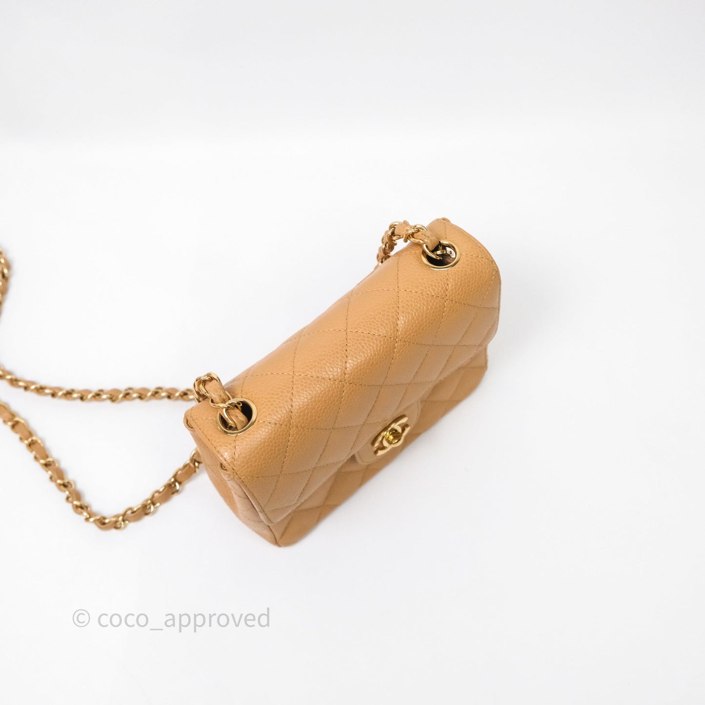 Chanel Vintage Mini Square Beige Caviar Gold Hardware