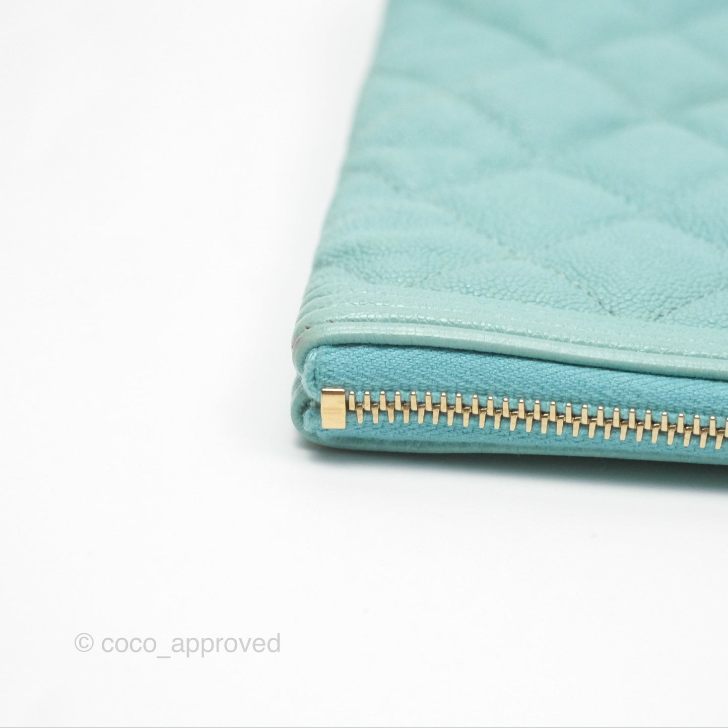 Chanel Medium O Case Boy Tiffany Blue Caviar Gold Hardware
