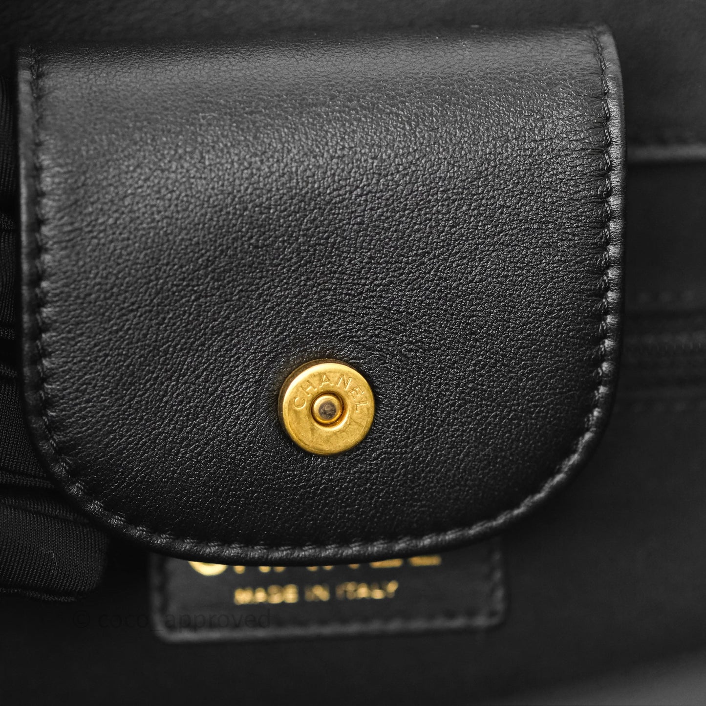 Chanel Stitched Large Shopping Bag Black Calfskin Aged Gold Hardware