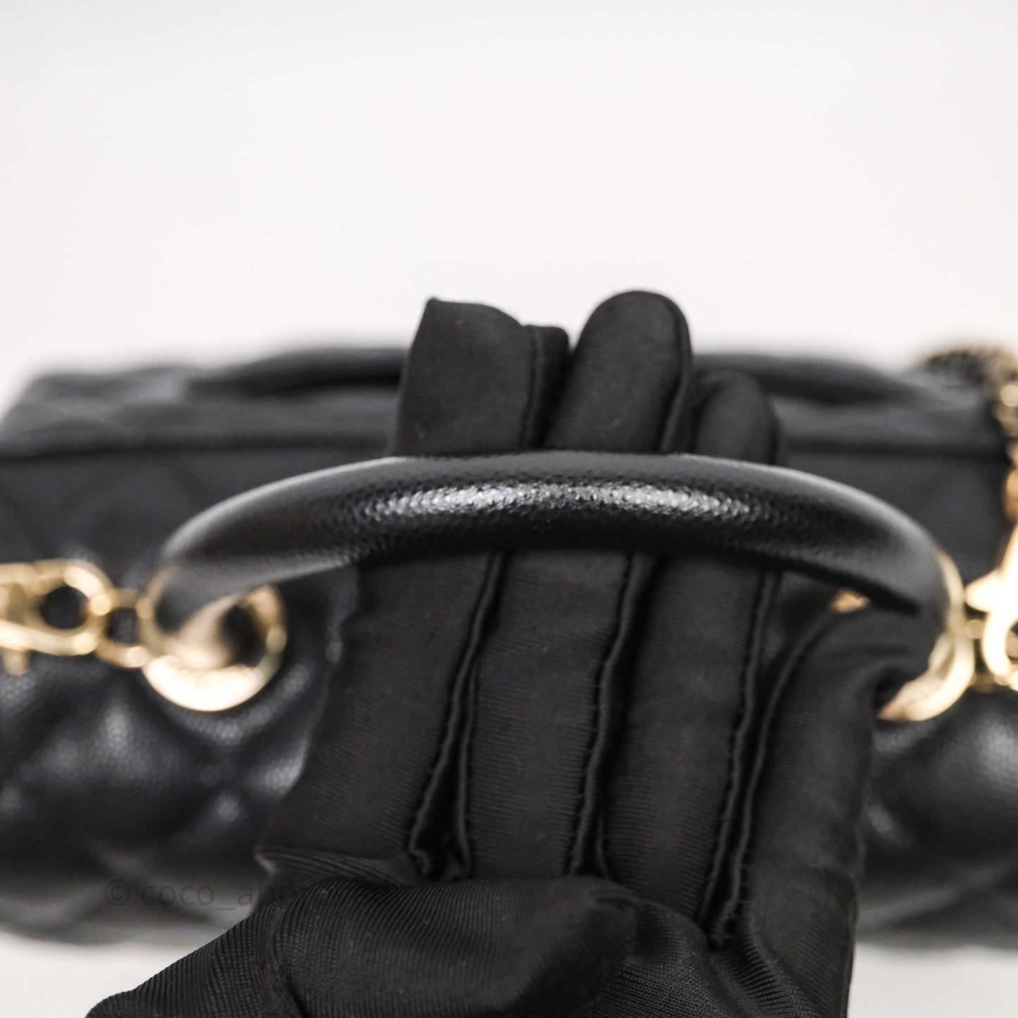 Chanel Small Coco Handle Black Caviar Light Gold Hardware