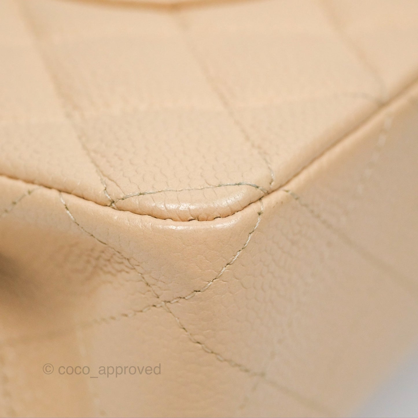 Chanel Classic M/L Medium Flap Quilted Beige Caviar Gold Hardware
