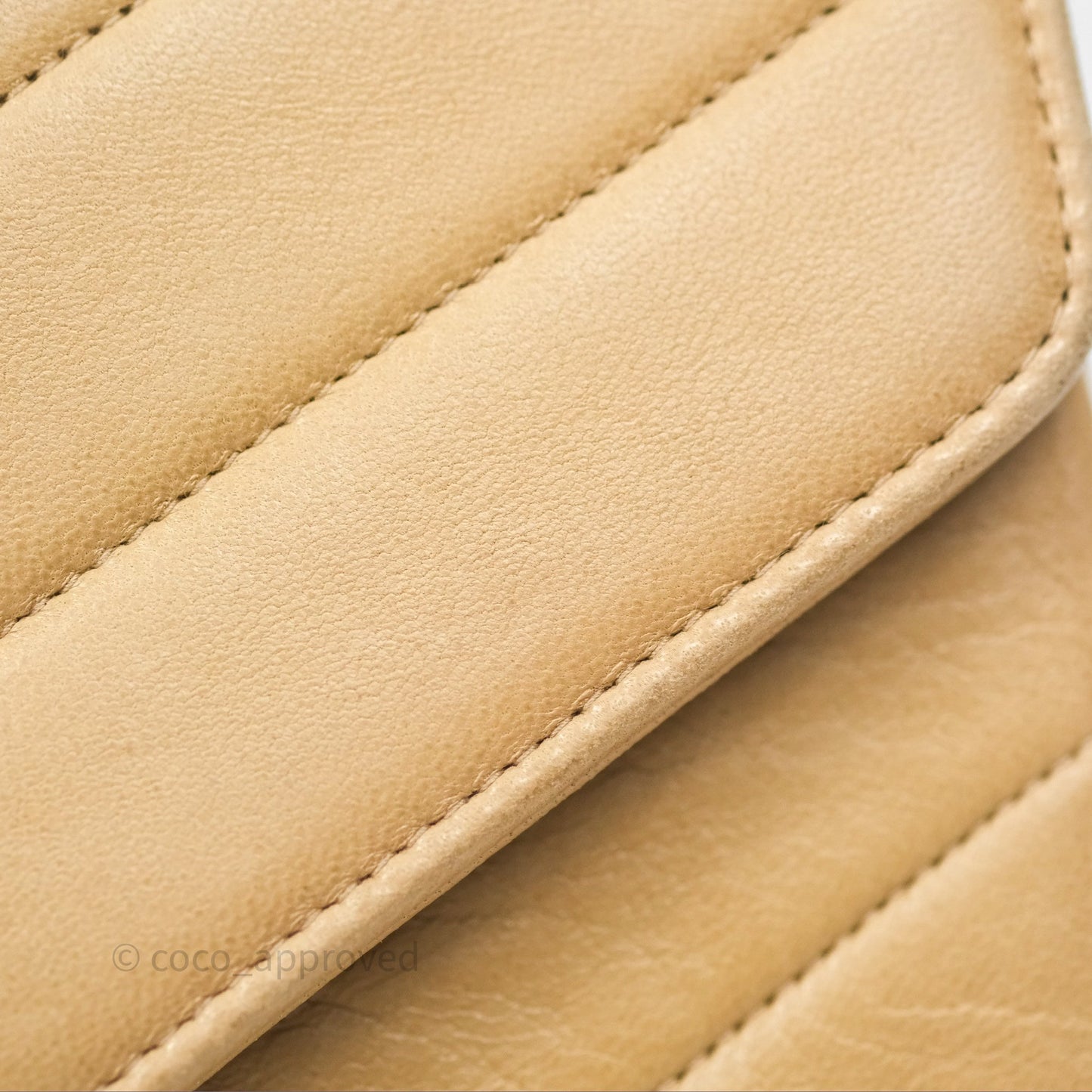 Chanel Vintage Medium Flap Chevron Beige Lambskin 24K Gold Hardware