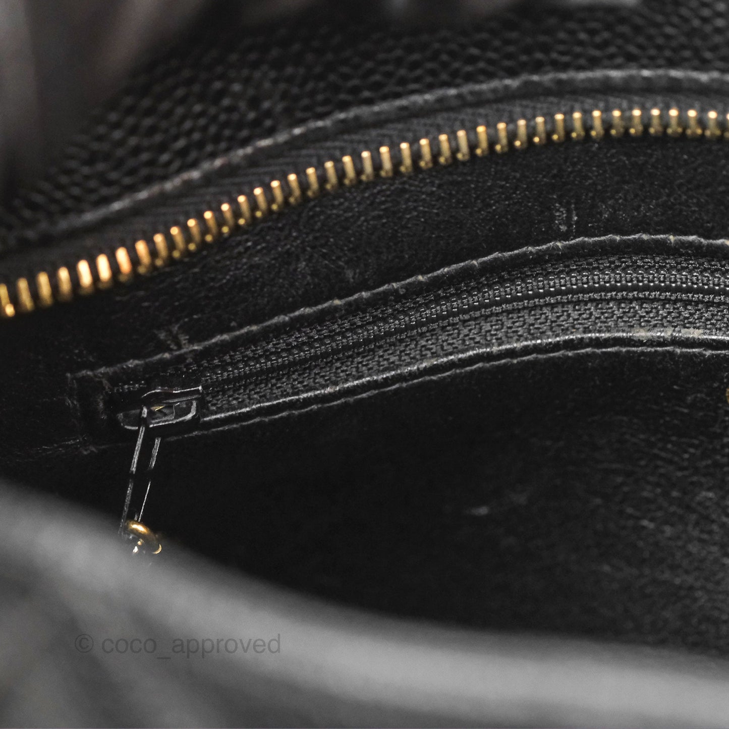 Chanel Vintage Medallion CC Black Caviar Tote Bag Gold Hardware