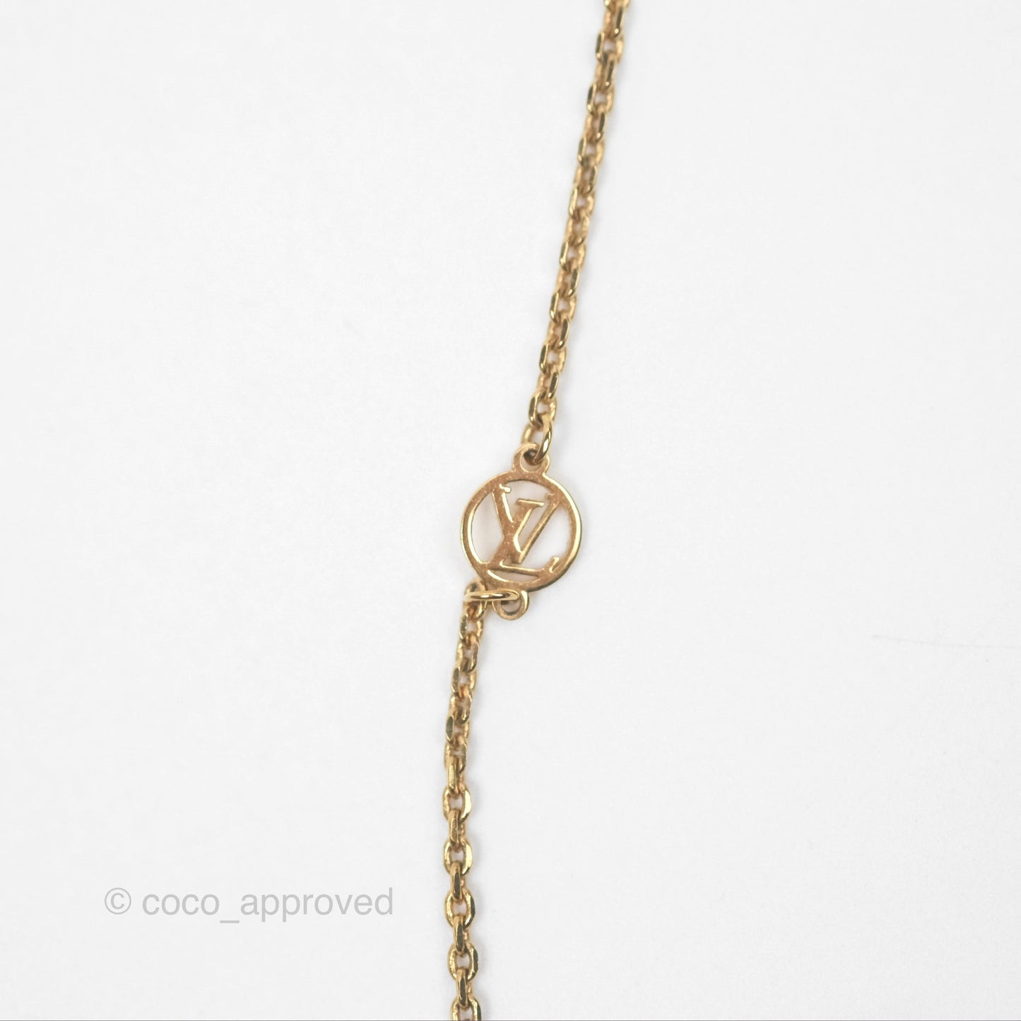 Louis Vuitton Vivienne Pearl Long Necklace Gold Tone