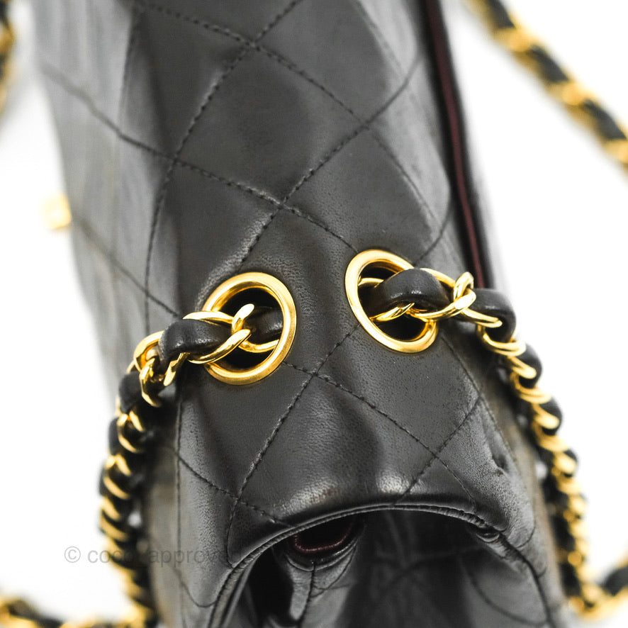Chanel Classic Vintage Medium Flap Black Lambskin 24K Gold Hardware