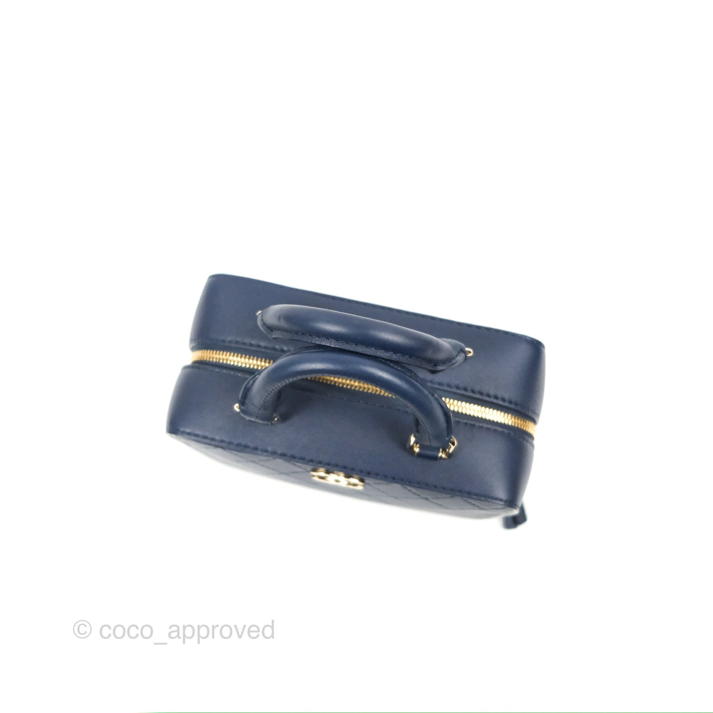 Chanel Quilted Travel Kit Vanity Case Navy Calfskin Gold Hardware