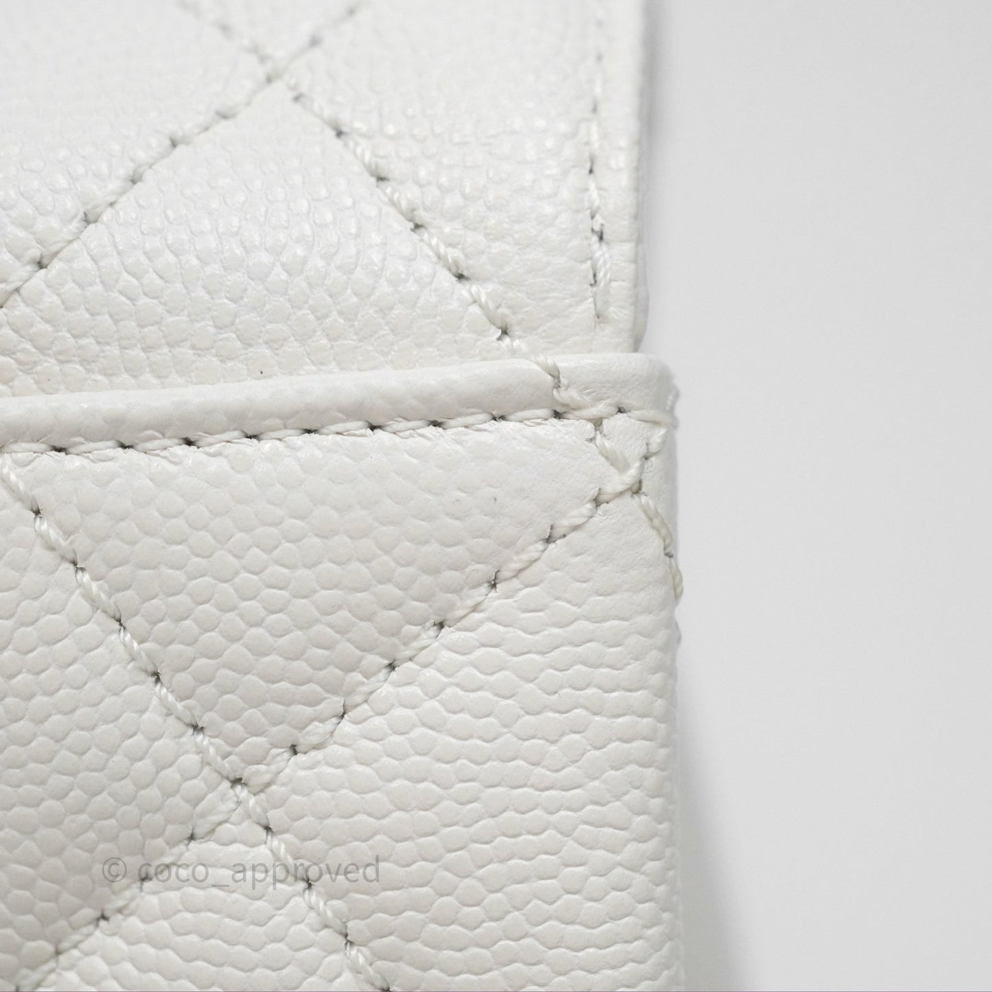 Chanel Small Coco Handle Quilted White Caviar Gold Hardware