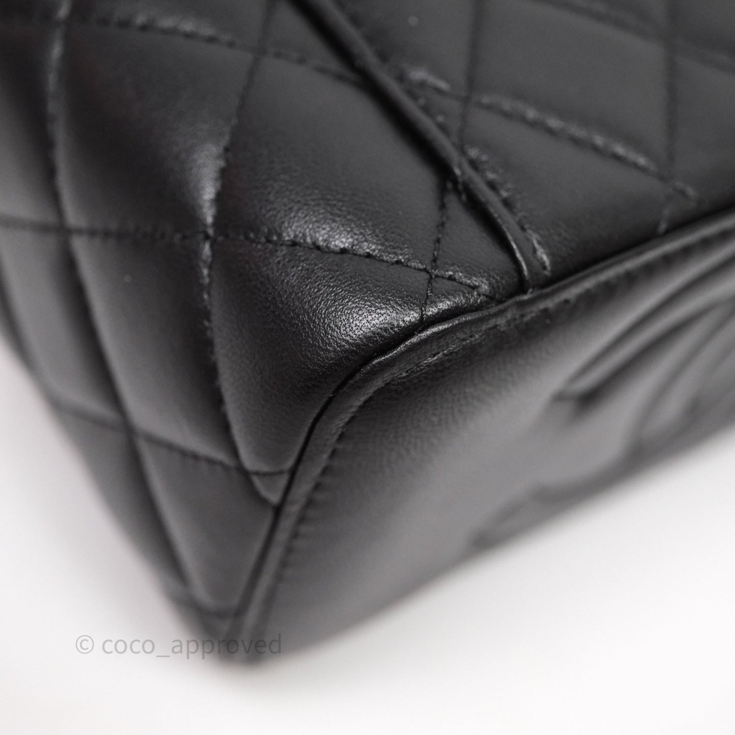 Chanel Vanity Rectangular Metal Top Handle Black Lambskin Aged Gold Hardware