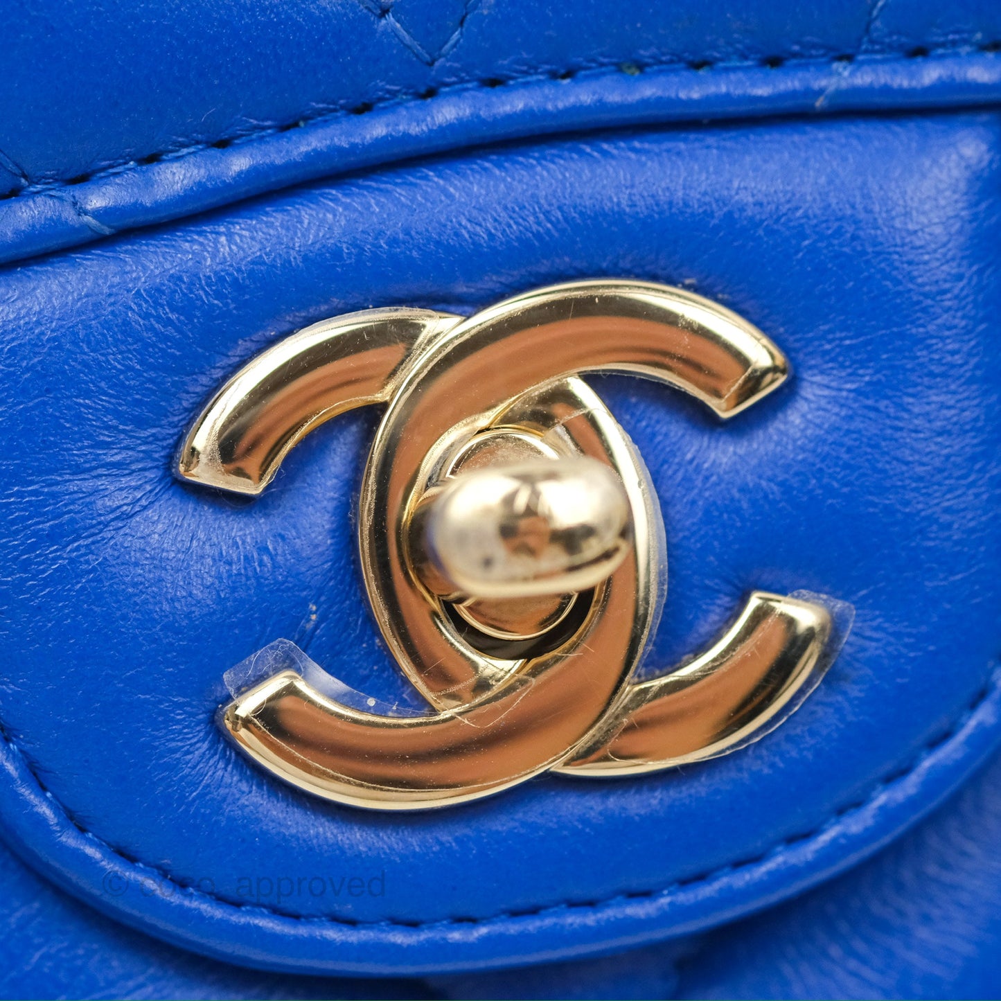 Chanel Medium Classic Flap Chevron Blue Lambskin Gold Hardware