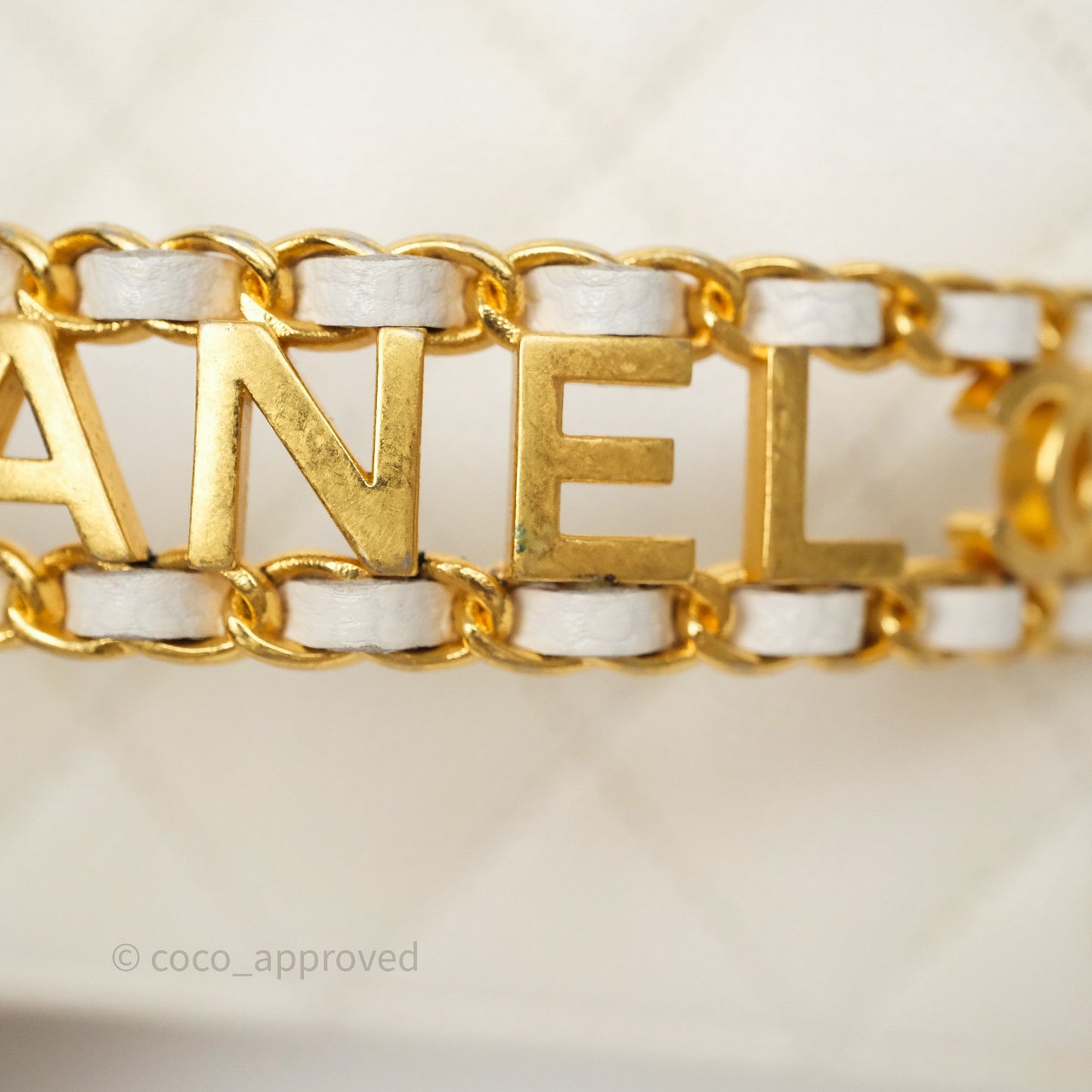 Chanel Logo Top Handle Vanity Rectangular White Caviar Aged Gold Hardware