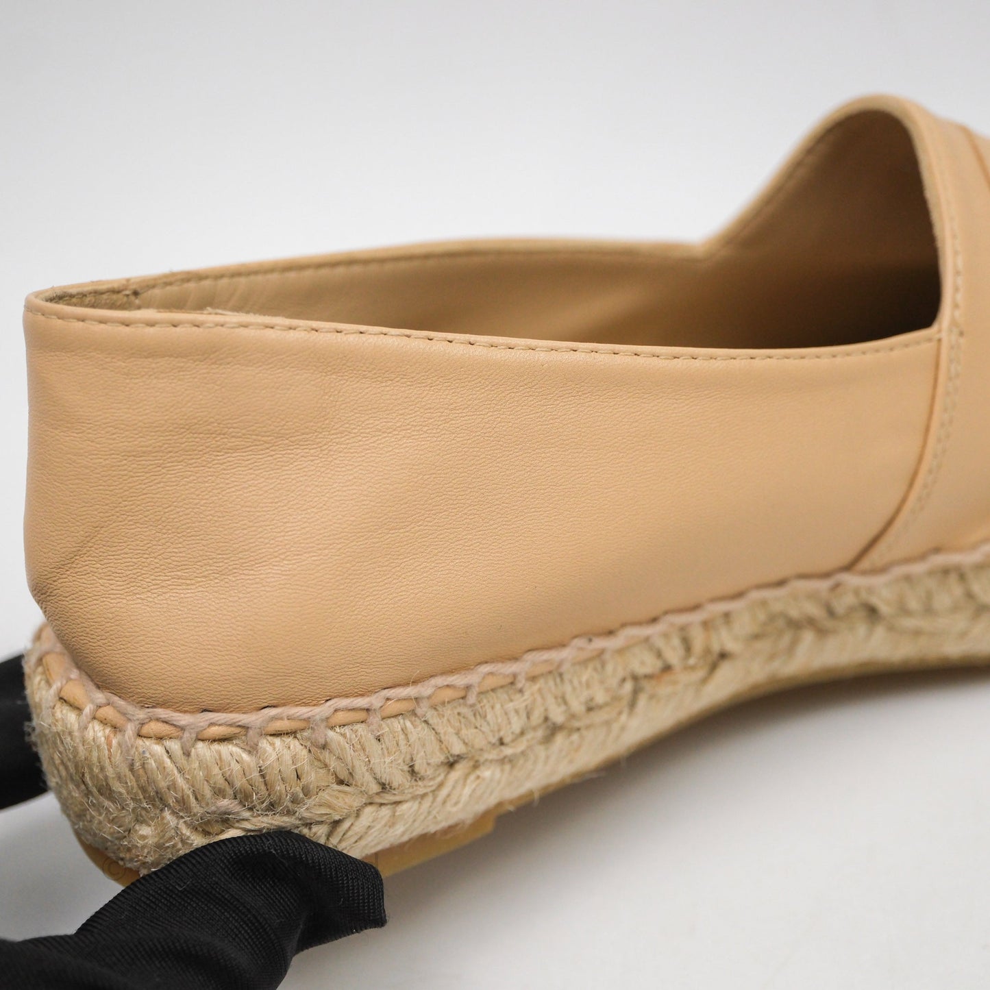 Chanel CC Espadrilles Beige Black Lambskin Size 37