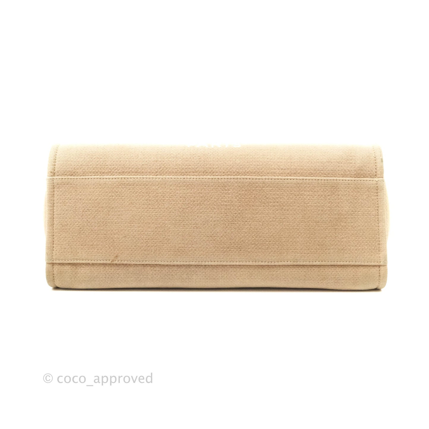 Chanel Large Deauville Beige Canvas Silver Hardware