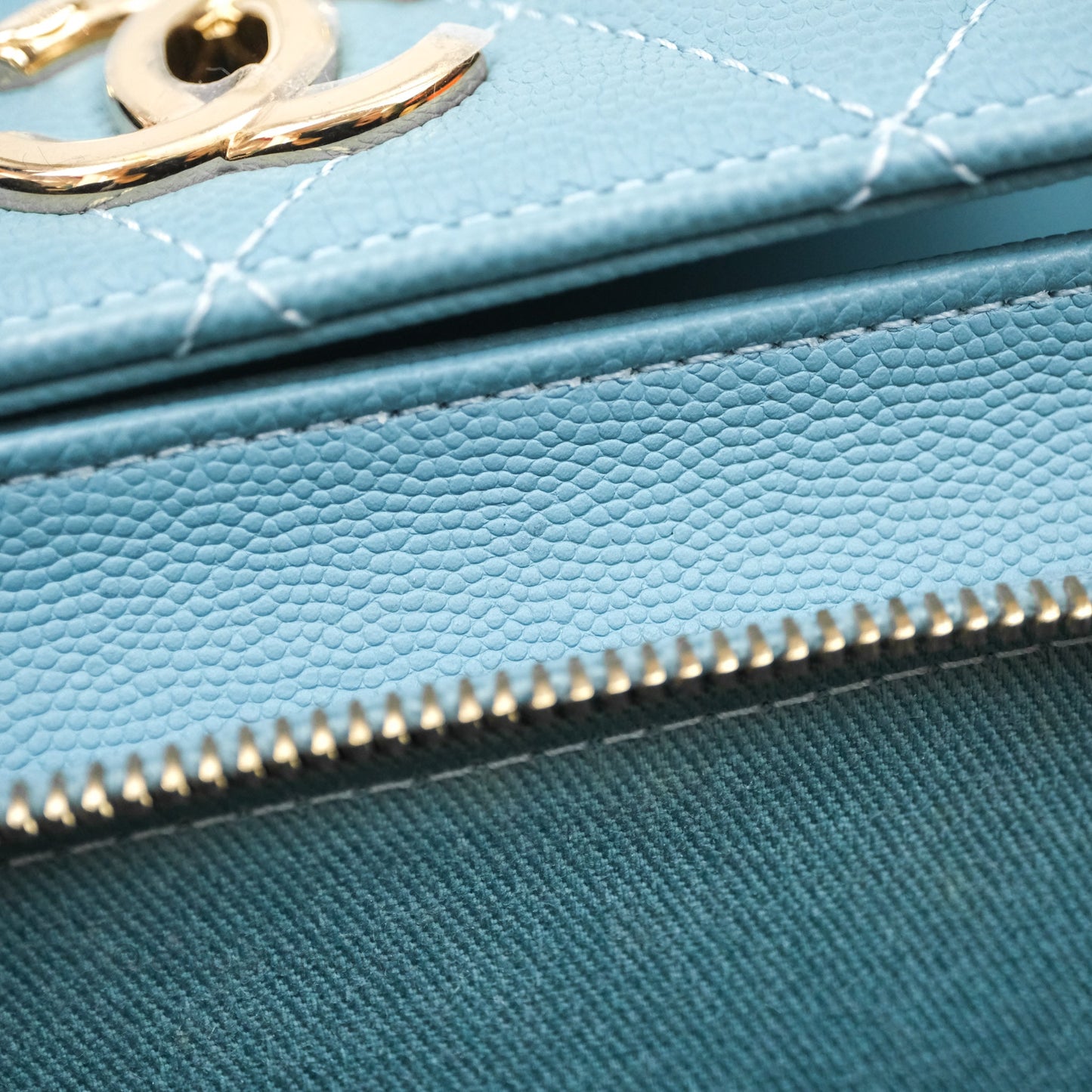 Chanel Small Quilted Business Affinity Flap Caviar Blue Gold Hardware