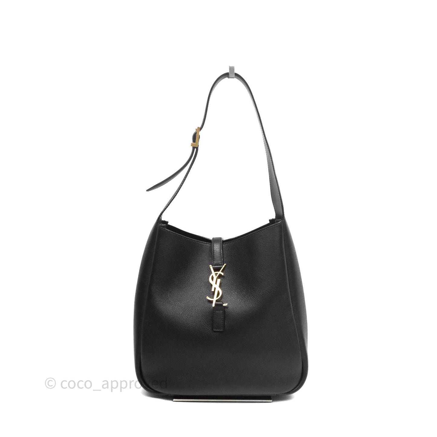 Saint Laurent LE 5 à 7 Supple Small Black Grained Leather Gold Hardware