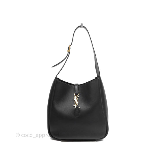 Saint Laurent LE 5 à 7 Supple Small Black Grained Leather Gold Hardware