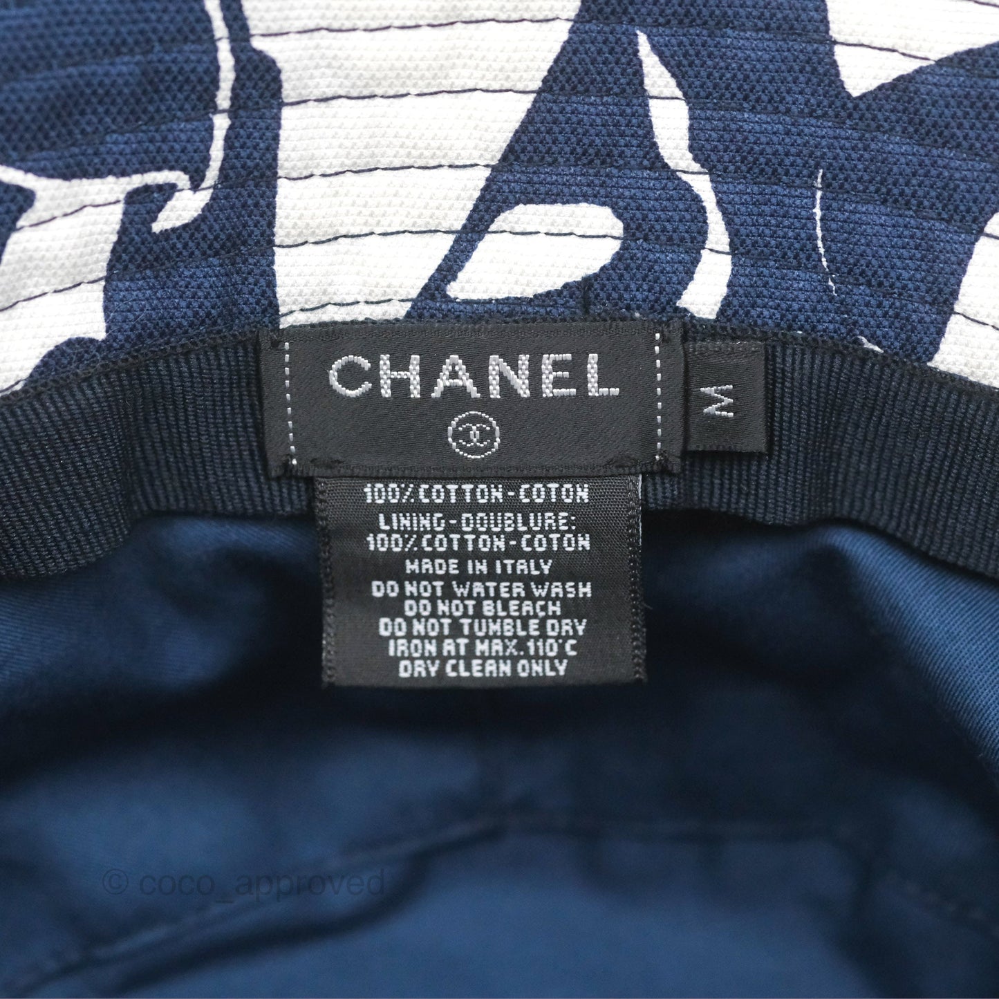 Chanel Flora Printed Bucket Hat White Navy