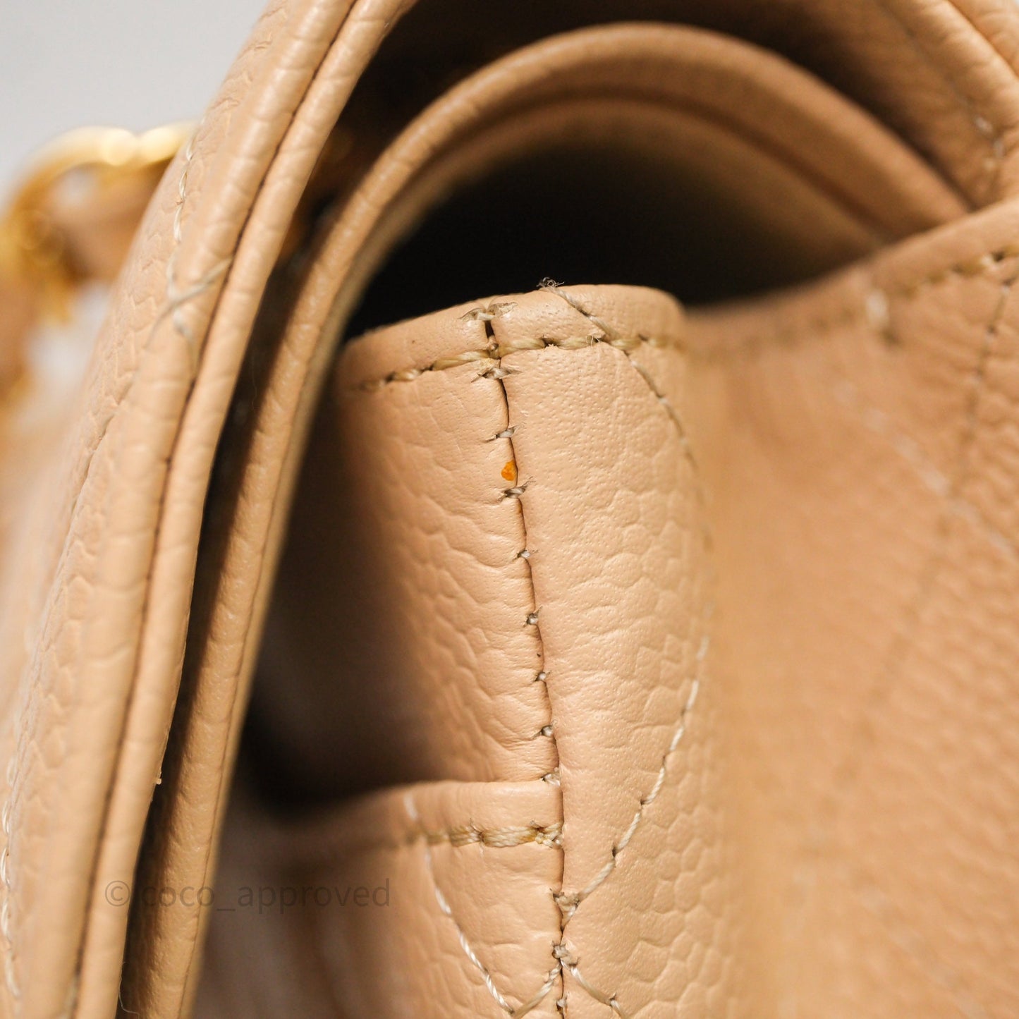 Chanel Classic M/L Medium Flap Quilted Beige Caviar Gold Hardware