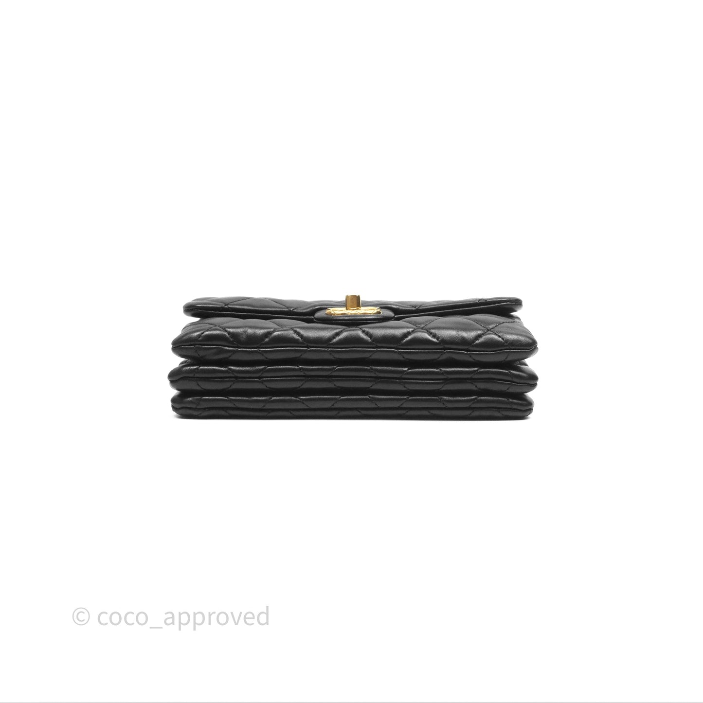Chanel Small All Slide Adjustable Chain Flap Bag Black Lambskin Aged Gold Hardware 22K