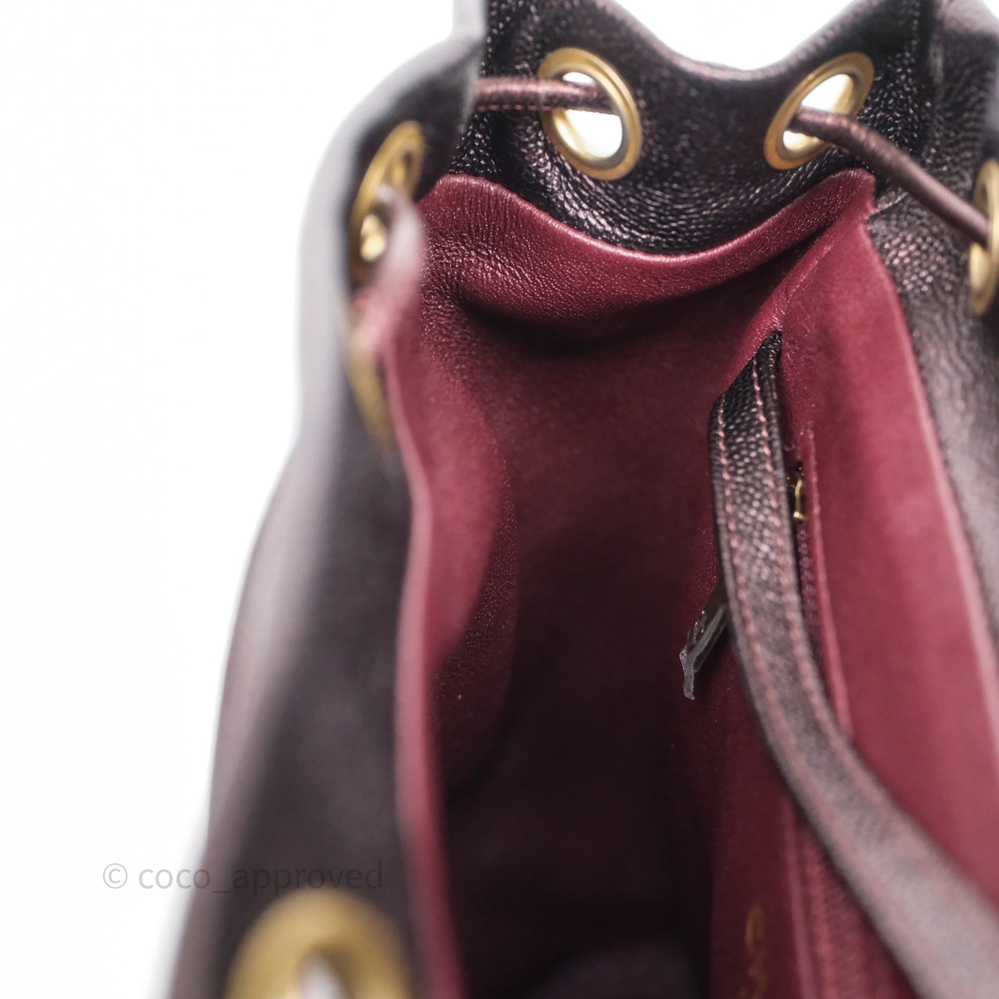 Chanel Quilted Filigree Backpack Iridescent Burgundy Caviar Aged Gold Hardware