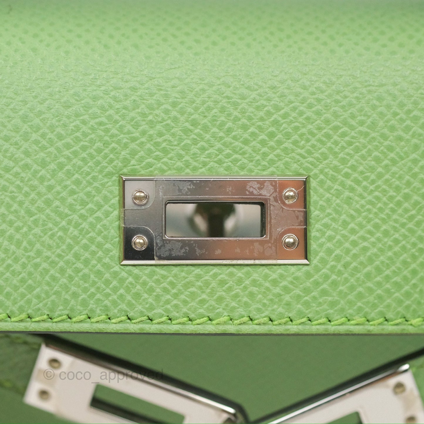 Hermès Mini Kelly II Vert Criquet Epsom Palladium Hardware
