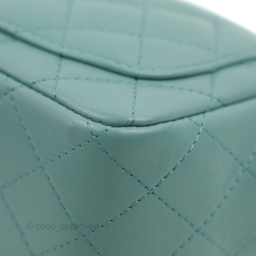 Chanel Mini Square Teal Green Lambskin Gold Hardware