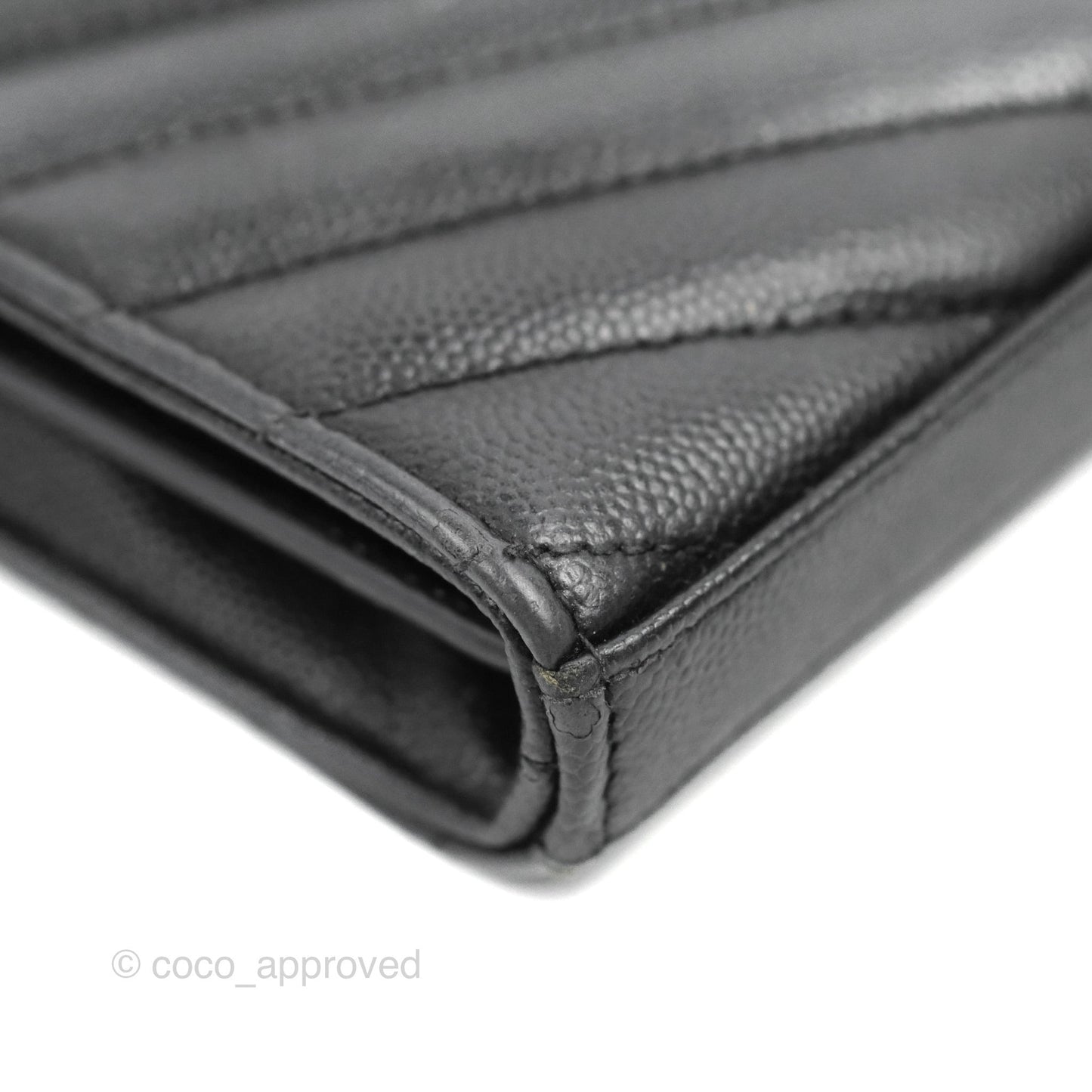 Saint Laurent Wallet on Chain WOC Black Grained Leather Gold Hardware