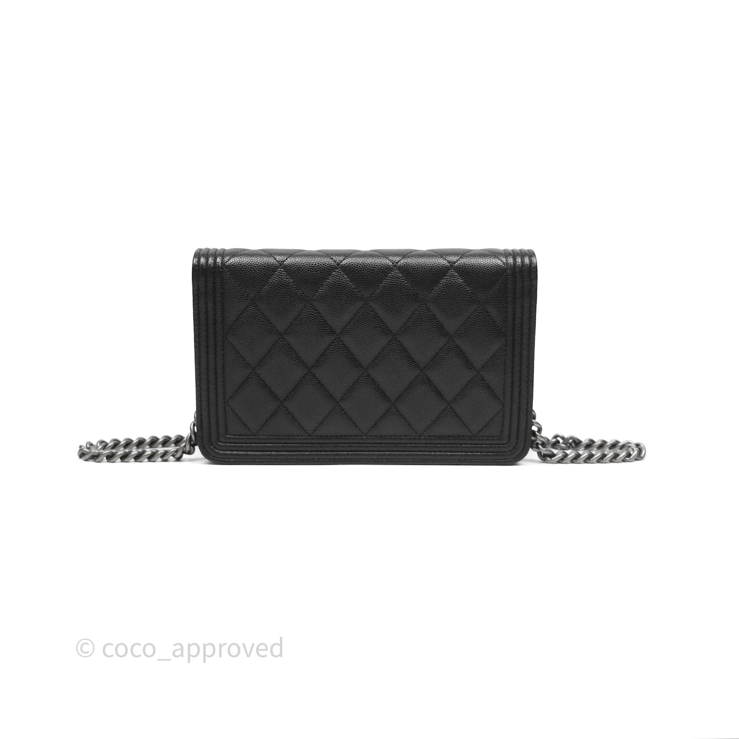 Chanel Quilted Boy Wallet on Chain WOC Black Caviar Ruthenium Hardware