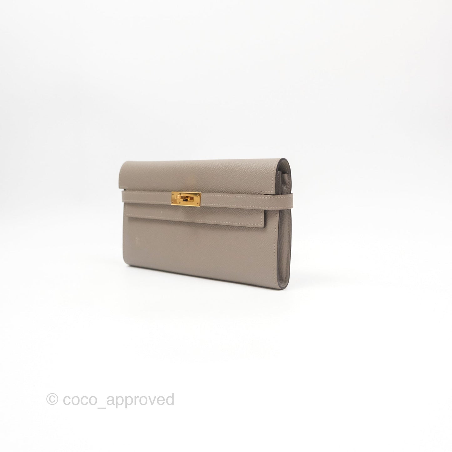 Hermès Kelly Wallet Gris Asphalte M8 Epsom Gold Hardware