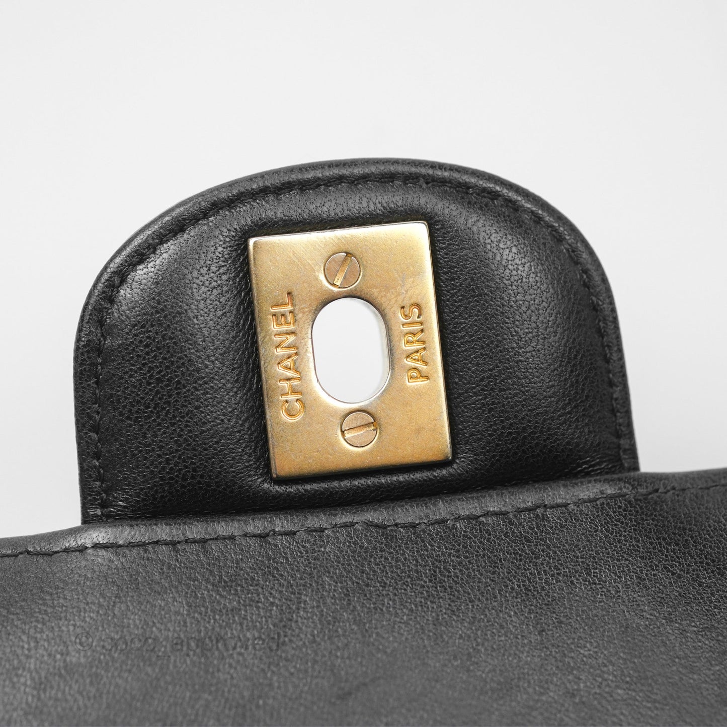 Chanel Chevron Mini Rectangular Black Lambskin Aged Gold Hardware