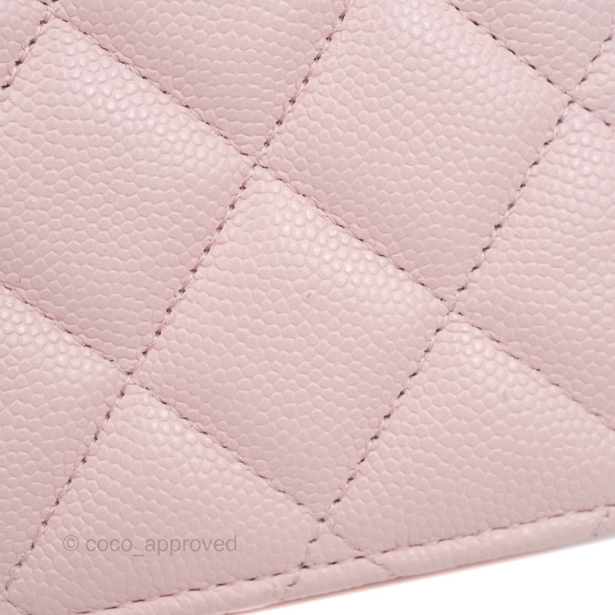 Chanel Quilted Classic Wallet on Chain WOC Pink Caviar Gold Hardware