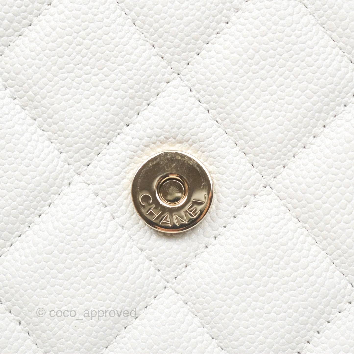 Chanel Classic Quilted Wallet On Chain WOC White Caviar Gold Hardware