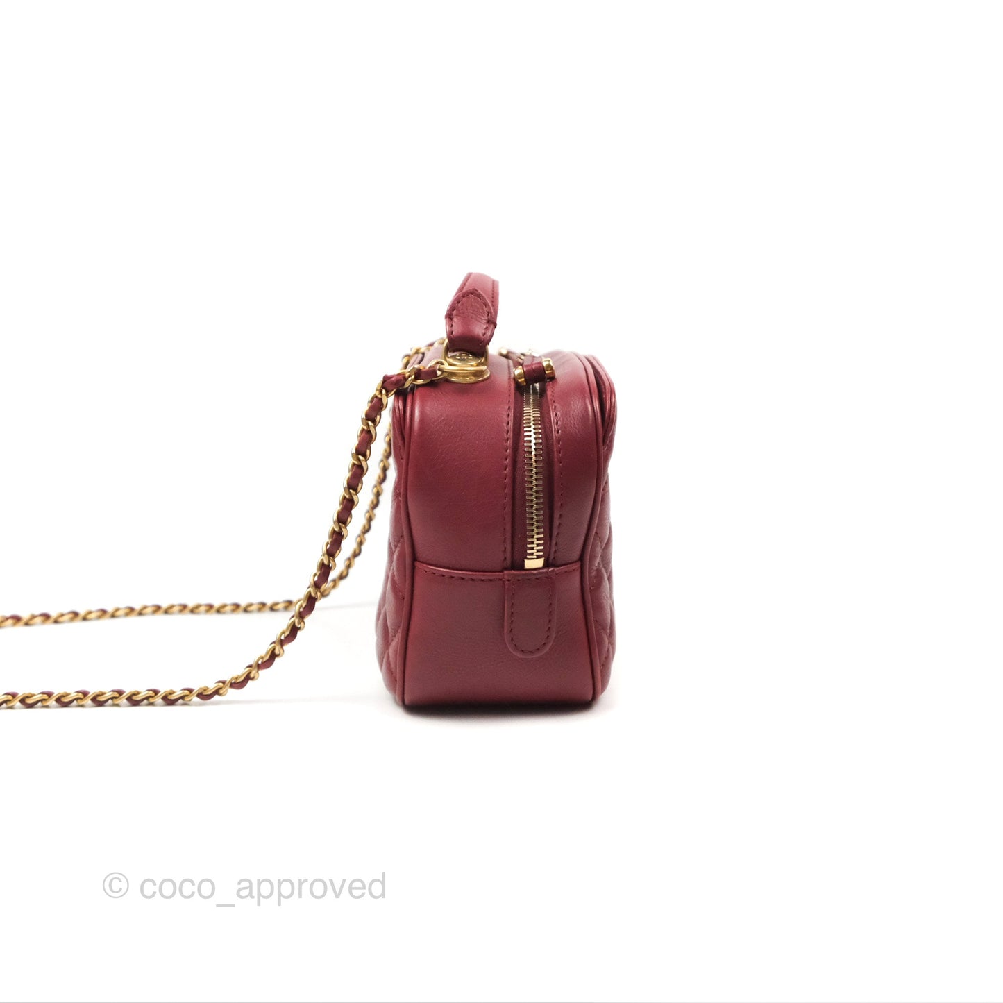 Chanel Quilted CC Small Vanity Case Dark Red Calfskin