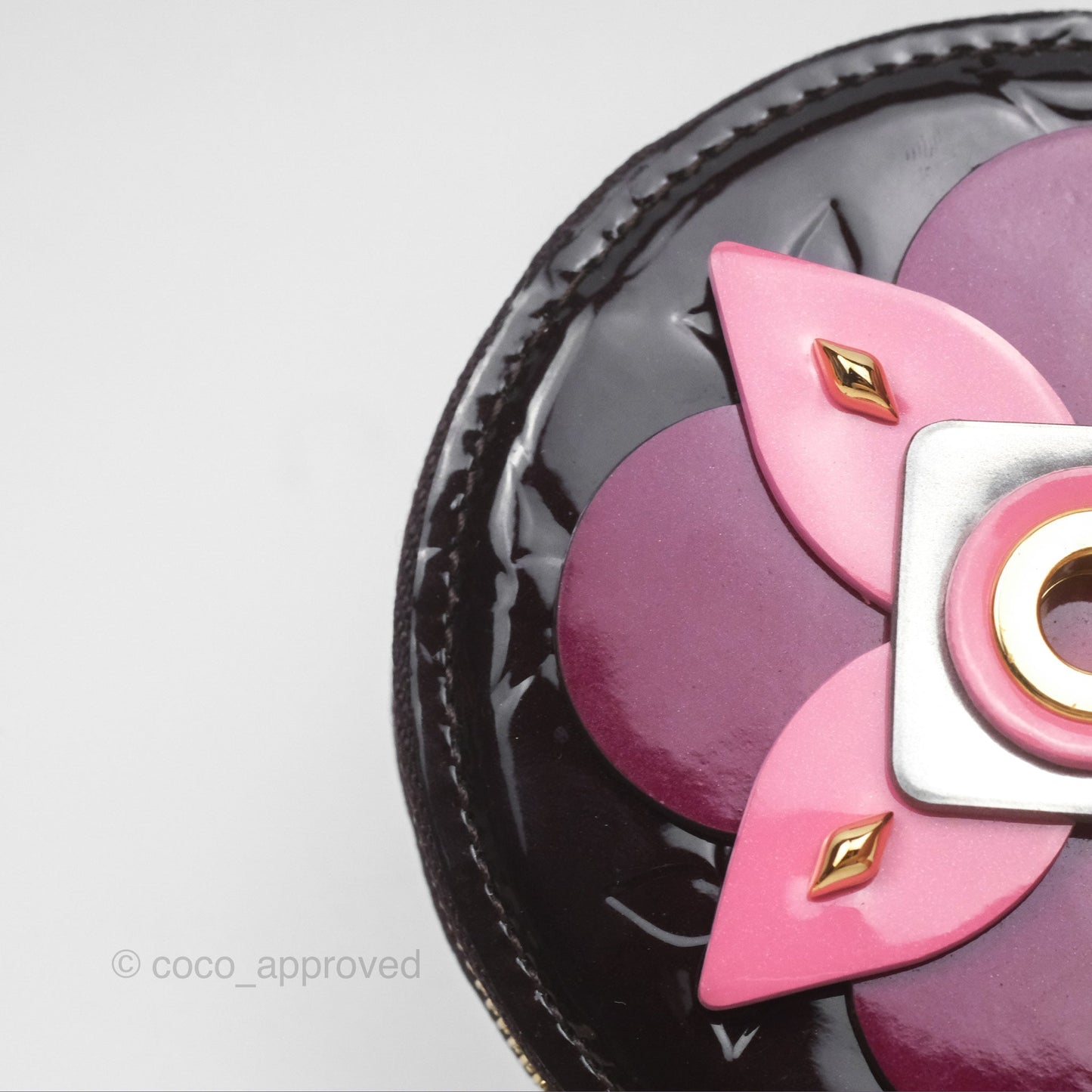 Louis Vuitton Porte Monnaie Rond Vernis Flower Wallet