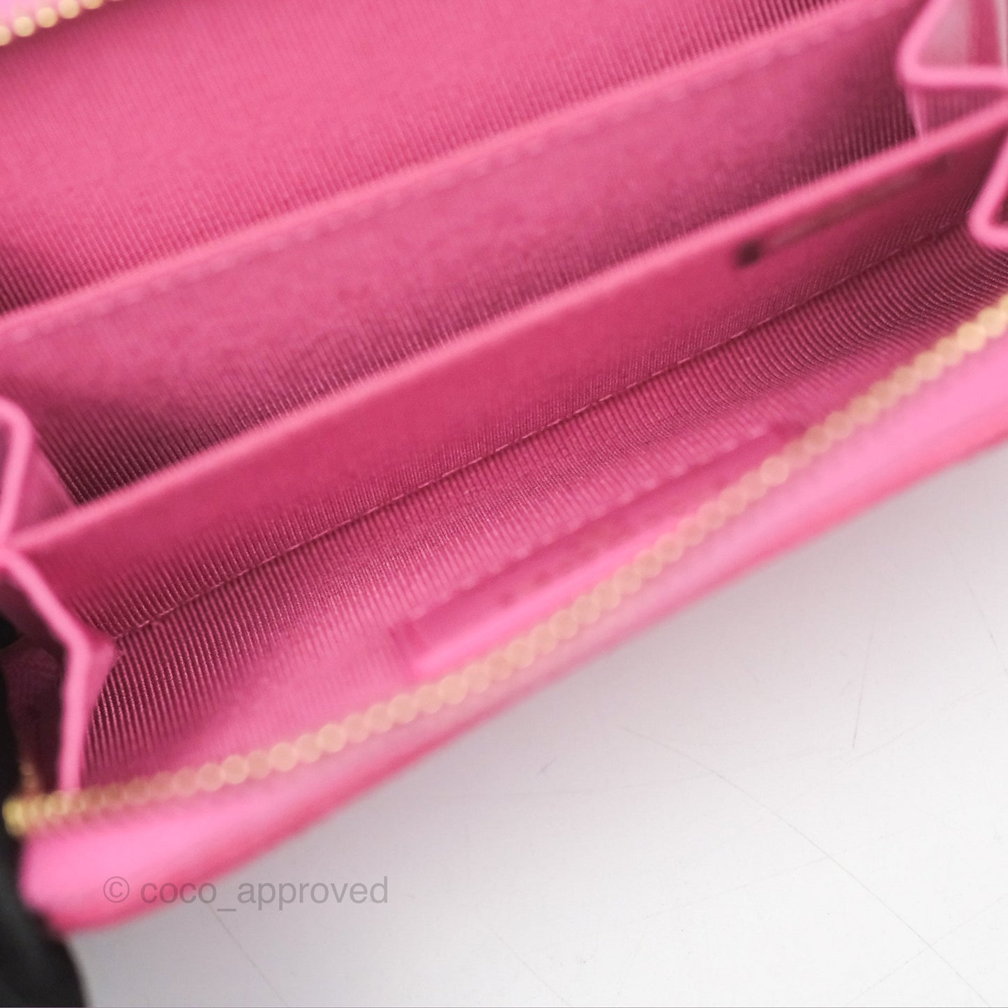 Chanel Quilted Zip Card Holder Pink Caviar Gold Hardware