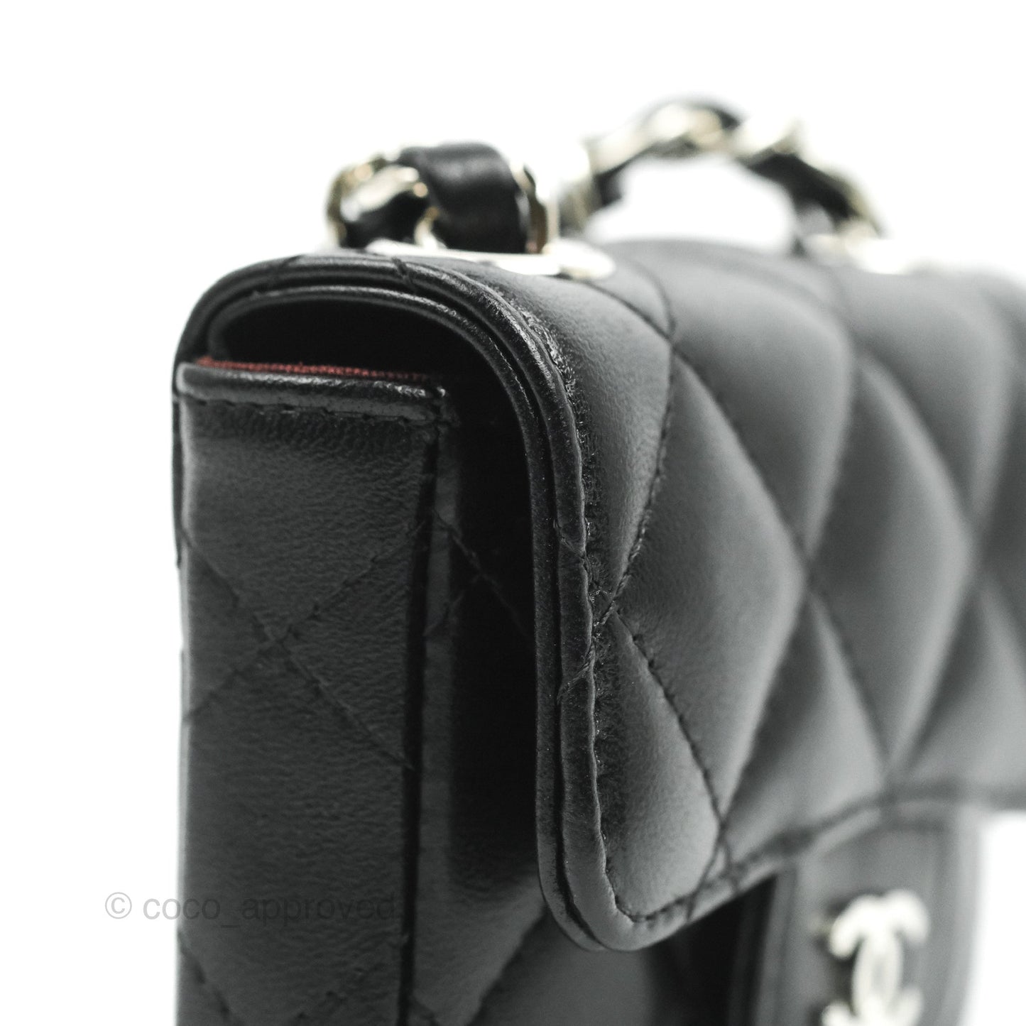 Chanel Mini Card Holder Chain Belt Bag Black Lambskin Silver Hardware 21B