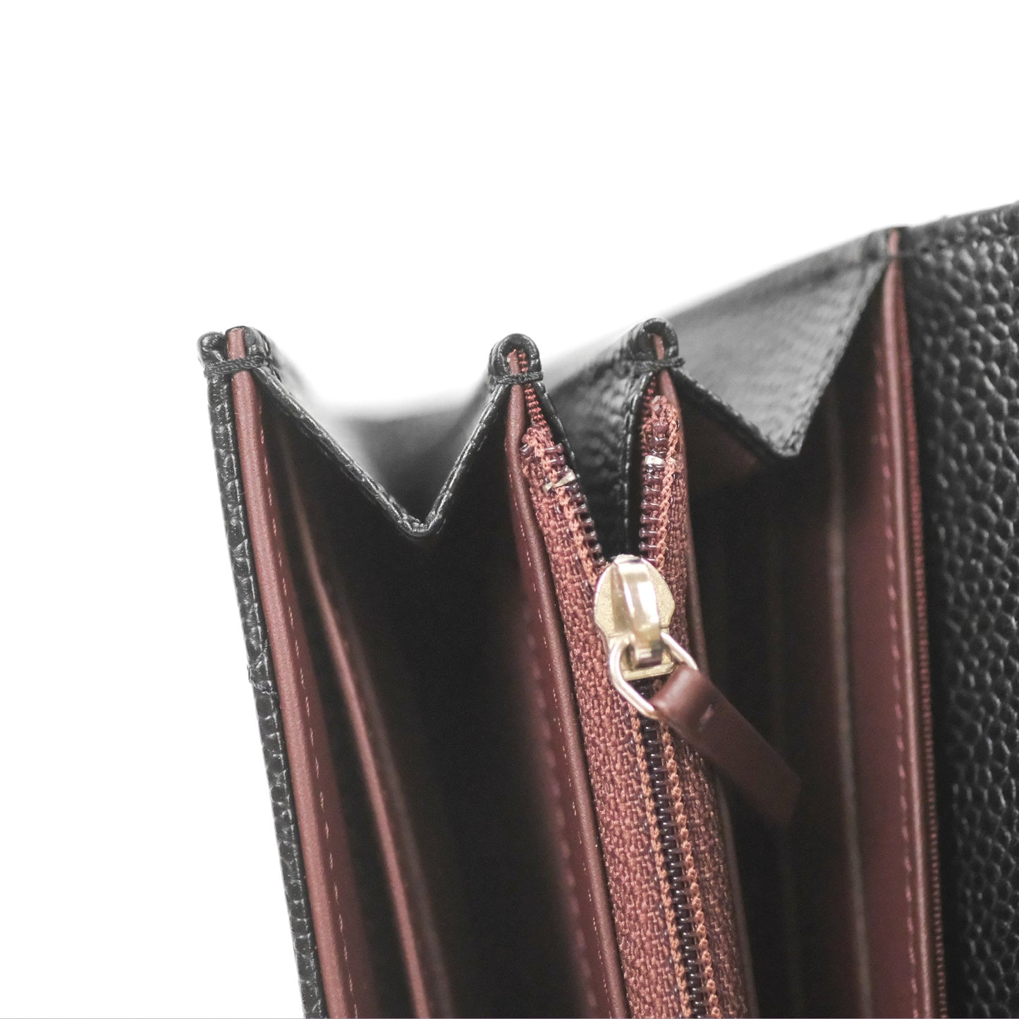 Chanel Quilted Classic Zip Long Wallet Black Caviar Silver Hardware
