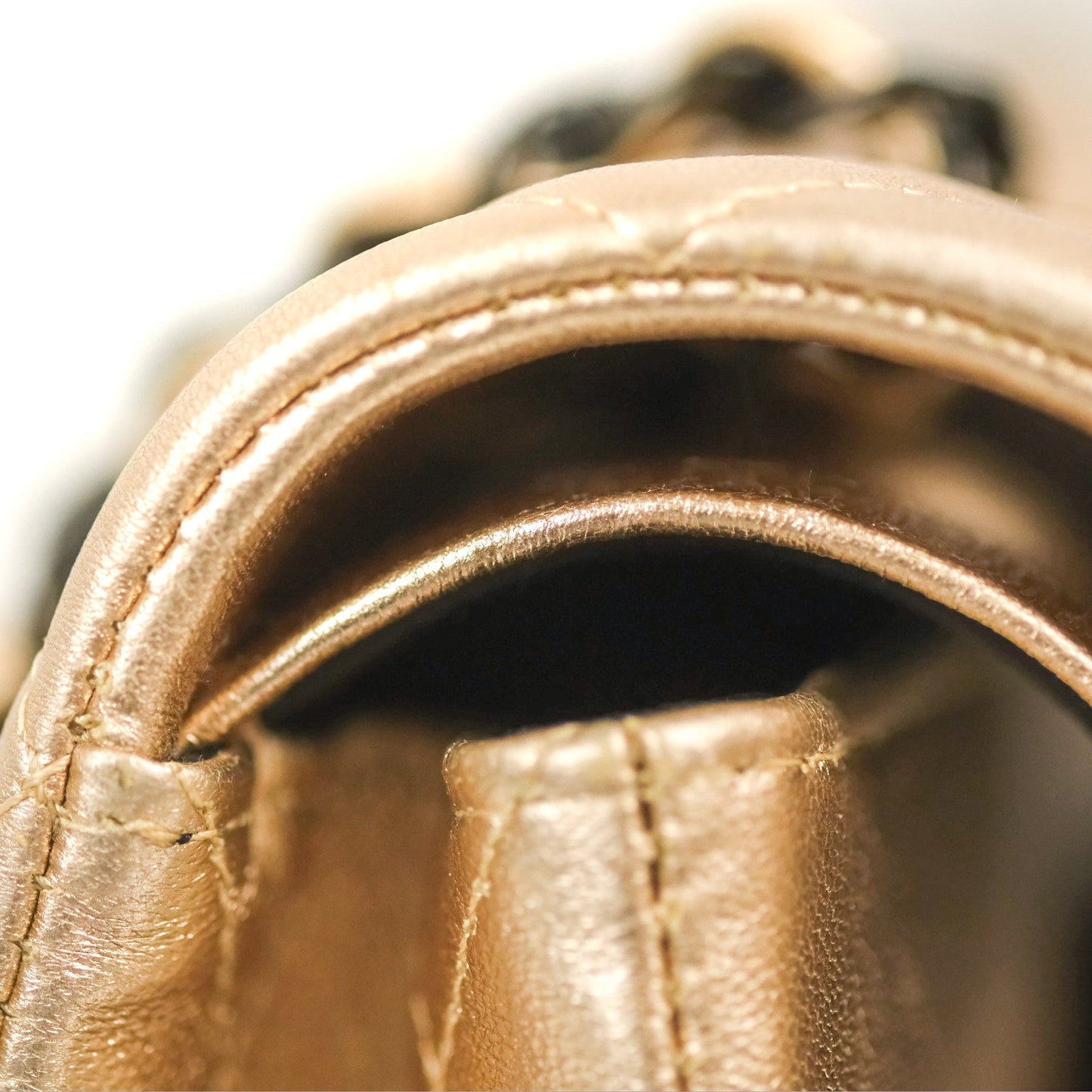 Chanel Classic M/L Medium Flap Quilted Metallic Gold Lambskin Gun Metal