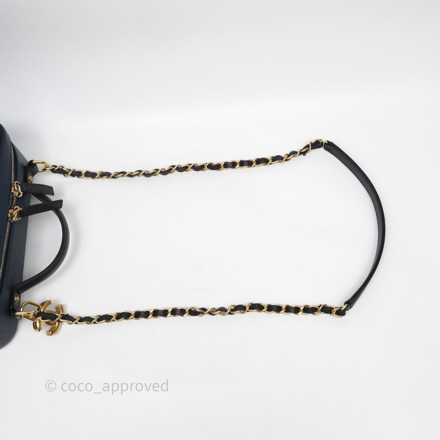 Chanel Quilted Large CC Filigree Vanity Case Navy Black Caviar
