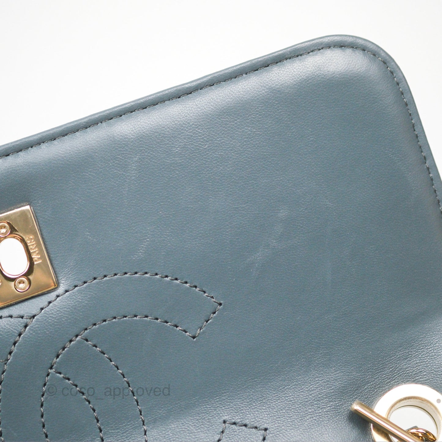 Chanel Small Trendy CC Grey Blue Lambskin Gold Hardware