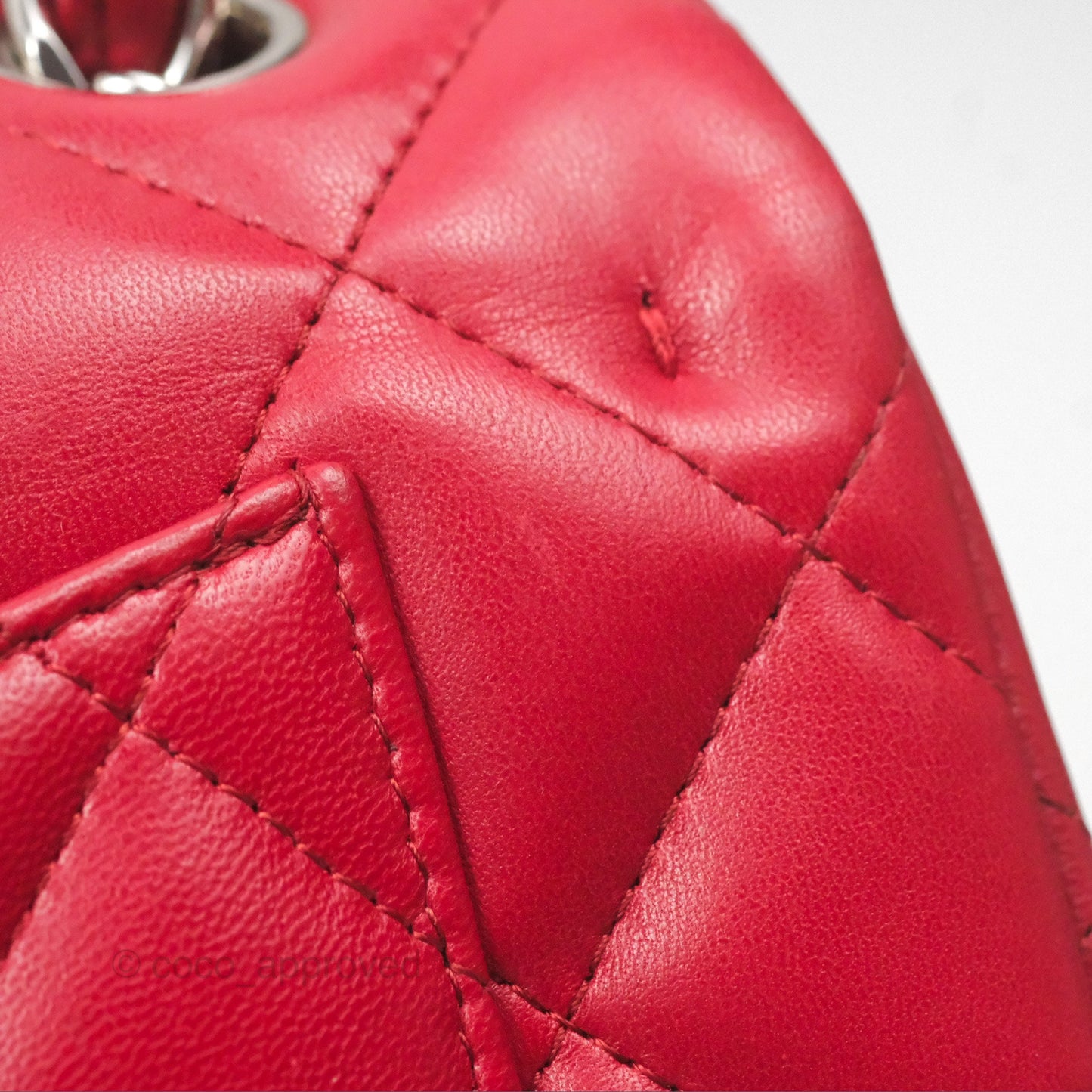 Chanel Jumbo Double Flap Red Lambskin Silver Hardware