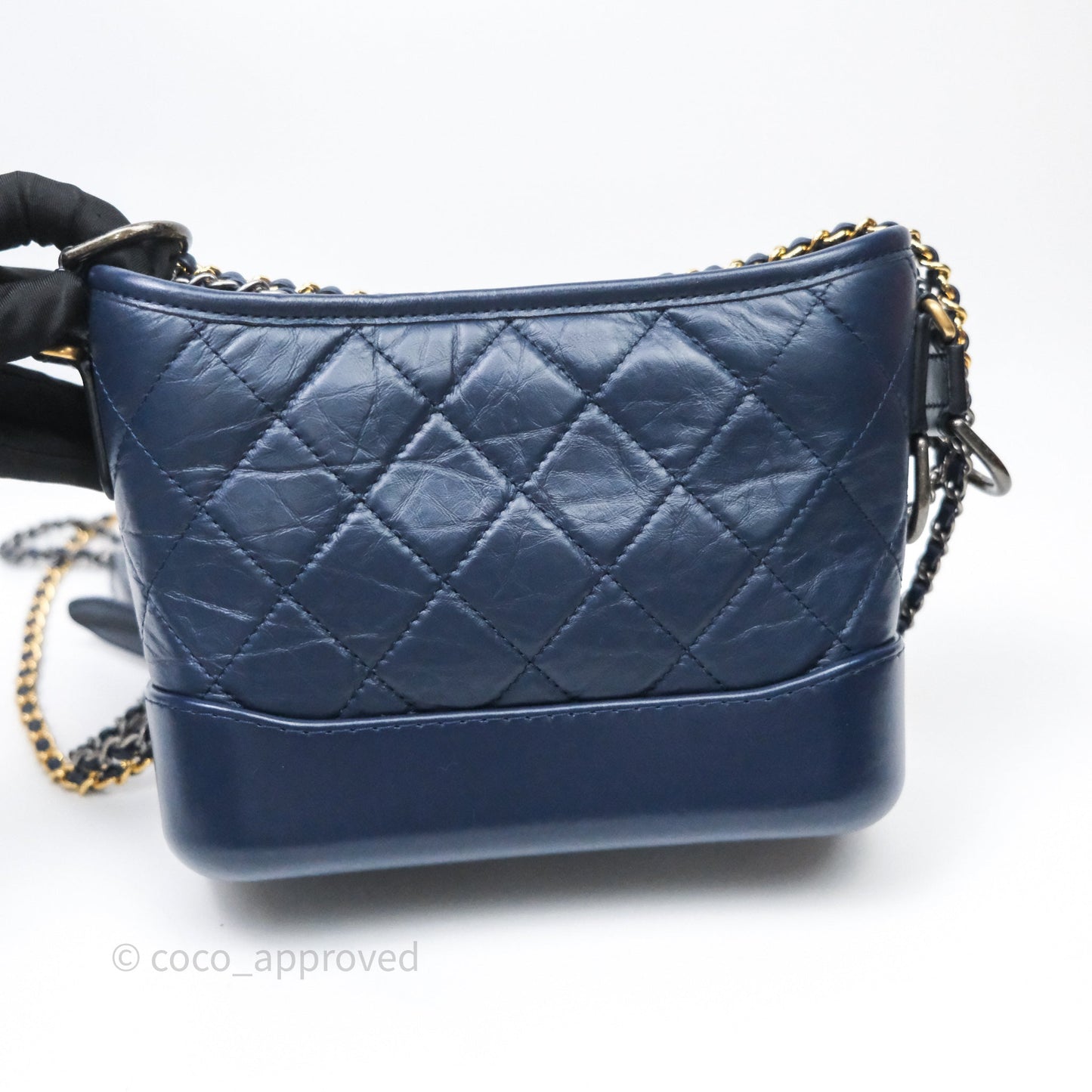 Chanel Quilted Small Gabrielle Hobo Navy Aged Calfskin Mixed Hardware