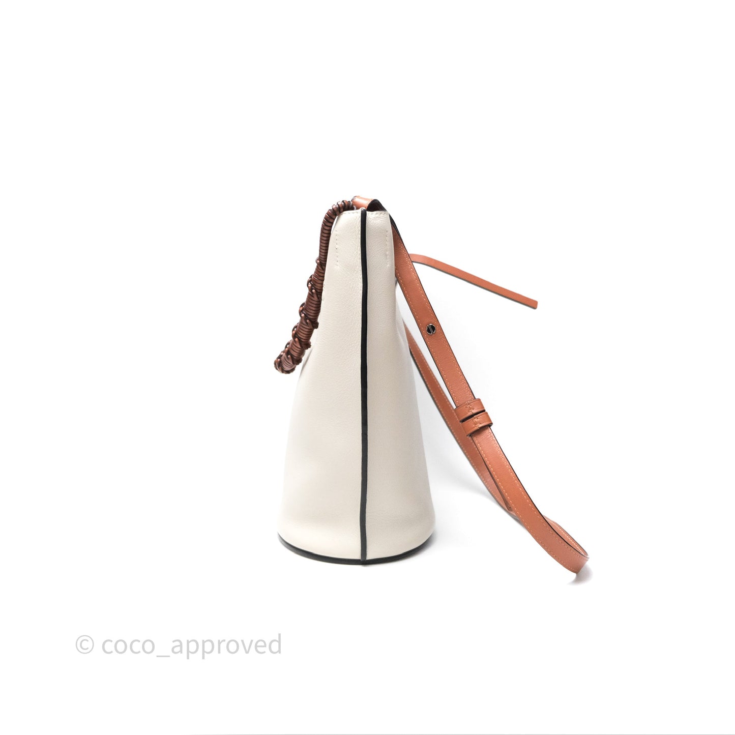 Loewe Gate Bucket Handle Bag Soft White Grained Calfskin