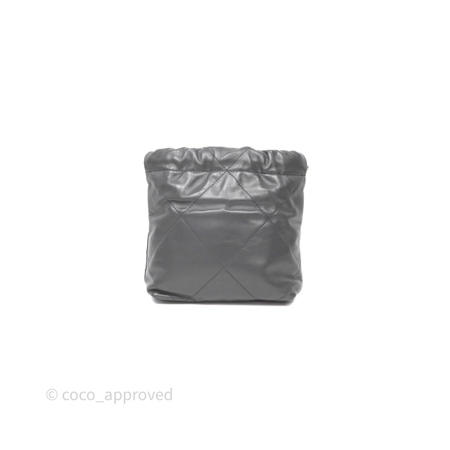 Chanel 22 Mini Bag Dark Grey Shiny Crumpled Calfskin Aged Gold Hardware