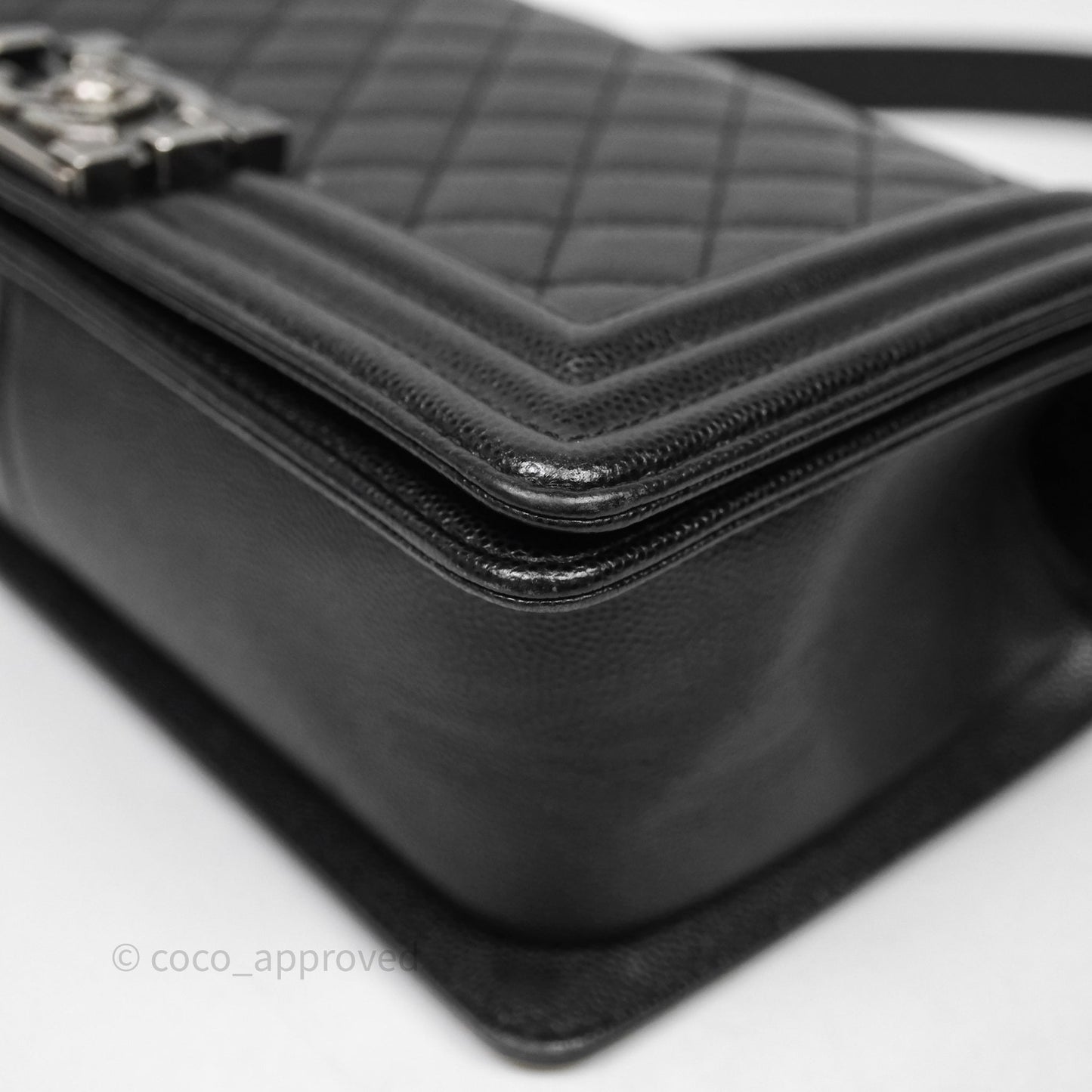 Chanel Medium Boy Quilted Black Caviar Ruthenium Hardware