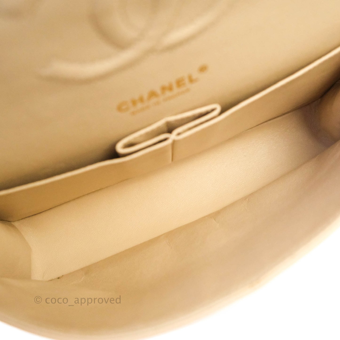 Chanel Classic M/L Medium Double Flap Beige Caviar Gold Hardware
