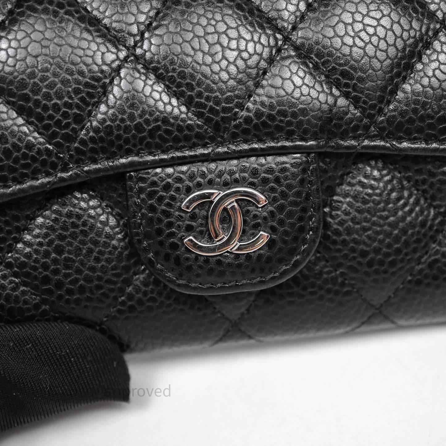 Chanel Quilted Flap Card Holder Black Caviar Silver Hardware