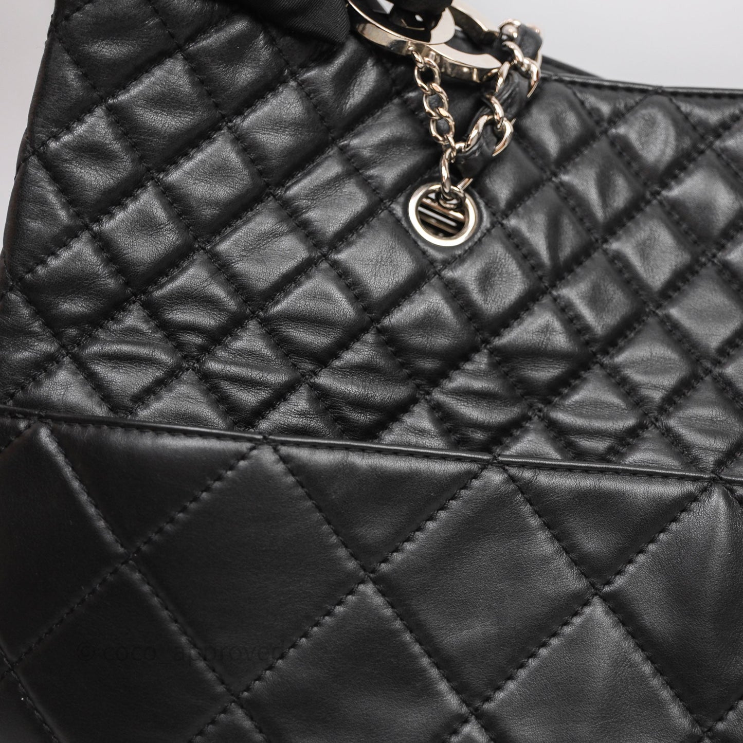 Chanel In The Business Tote Bag Black Calfskin Silver Hardware