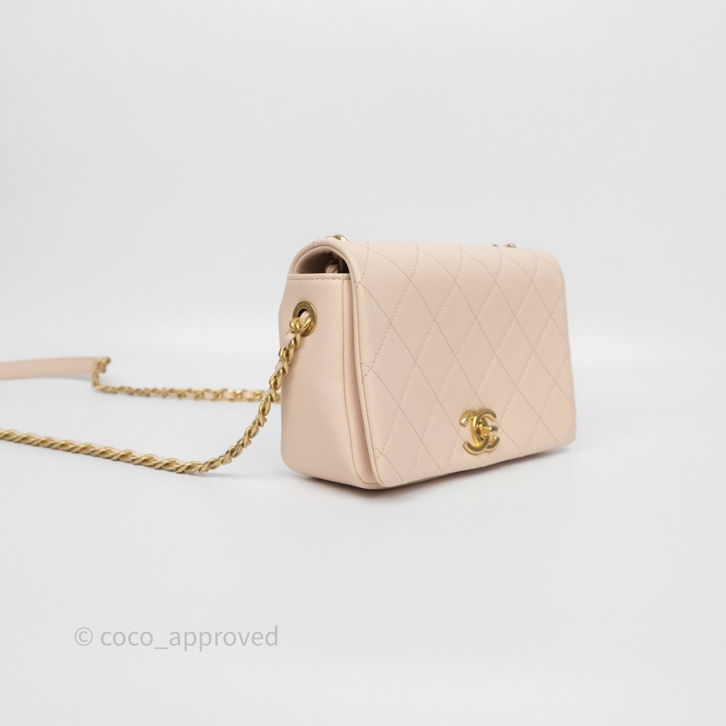 Chanel Small Fashion Therapy Flap Bag Light Pink Caviar Aged Gold Hardware