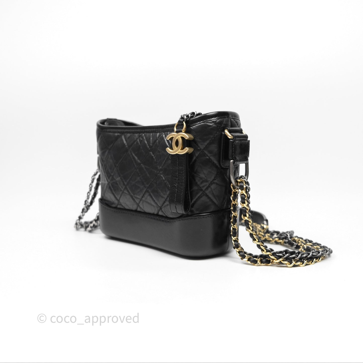 Chanel Small Gabrielle Hobo Quilted Black Aged Calfskin