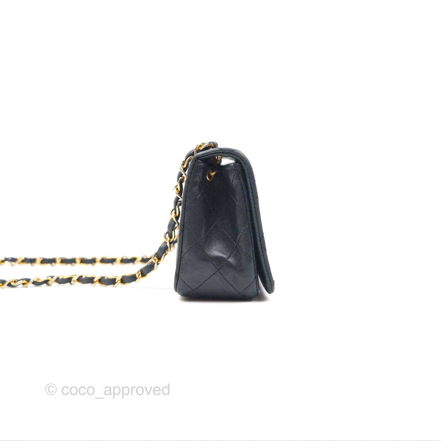 Chanel Vintage Mini Single Full Flap Bag Black Lambskin 24K Gold Hardware